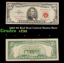 1963 $5 Red Seal United States Note Grades vf++