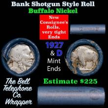 Buffalo Nickel Shotgun Roll in Old Bank Style 'Bell Telephone' Wrapper 1927 & d Mint Ends