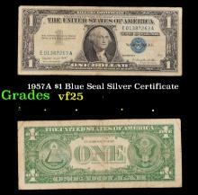 1957A $1 Blue Seal Silver Certificate Grades vf+