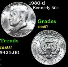 1980-d Kennedy Half Dollar 50c Grades GEM++ Unc