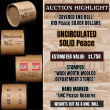 High Value! - Covered End Roll - Marked "Unc Peace Reserve" - Weight shows x10 Coins (FC)