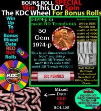 CRAZY Penny Wheel Buy THIS 1974-p solid Red BU Lincoln 1c roll & get 1-10 BU Red rolls FREE WOW Grad