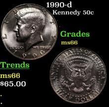 1990-d Kennedy Half Dollar 50c Grades GEM++ Unc