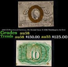 1863 US Fractional Currency 10c Second Issue fr-1245 Washington In Oval Grades Choice AU/BU Slider