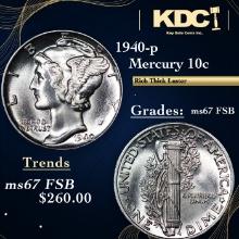 1940-p Mercury Dime 10c Grades GEM++ FSB