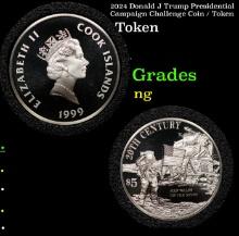 1999 Cook Islands Silver $5 Elizabeth II Moon Walk 20th Century Commem Proof Grades Brilliant Uncirc