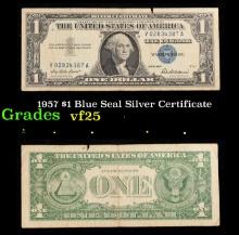 1957 $1 Blue Seal Silver Certificate Grades vf+