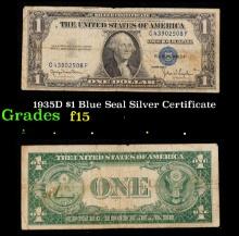 1935D $1 Blue Seal Silver Certificate Grades f+