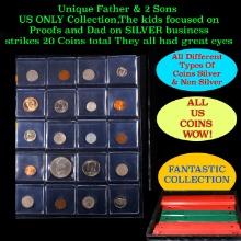 Unique Father & 2 Sons US ONLY Collection,The kids focused on Proofs and Dad on SILVER business stri