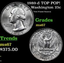 1989-d Washington Quarter TOP POP! 25c Graded ms67 BY SEGS