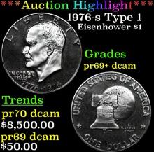 Proof ***Auction Highlight*** 1976-s Type 1 Eisenhower Dollar $1 Graded pr69+ dcam BY SEGS (fc)