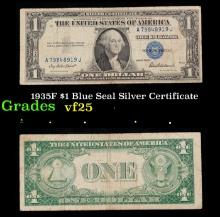 1935F $1 Blue Seal Silver Certificate Grades vf+