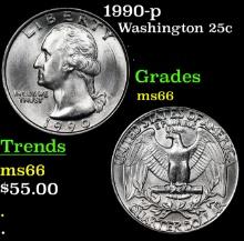 1990-p Washington Quarter 25c Grades GEM+ Unc