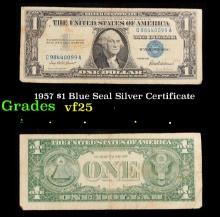 1957 $1 Blue Seal Silver Certificate Grades vf+