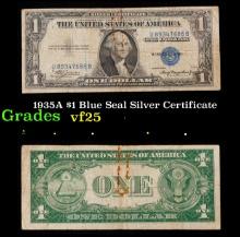 1935A $1 Blue Seal Silver Certificate Grades vf+