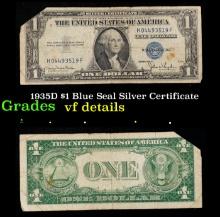 1935D $1 Blue Seal Silver Certificate Grades vf details