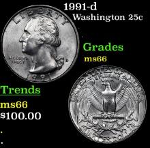 1991-d Washington Quarter 25c Grades GEM+ Unc