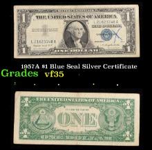 1957A $1 Blue Seal Silver Certificate Grades vf++