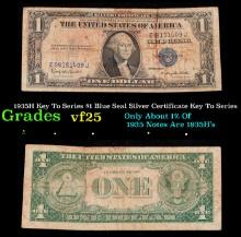 1935H Key To Series $1 Blue Seal Silver Certificate Key To Series Grades vf+