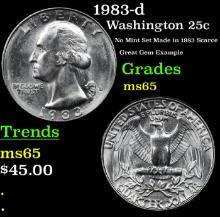 1983-d Washington Quarter 25c Grades GEM Unc