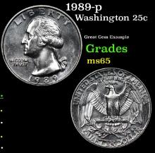 1989-p Washington Quarter 25c Grades GEM Unc