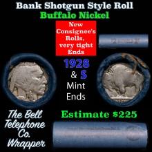 Buffalo Nickel Shotgun Roll in Old Bank Style 'Bell Telephone' Wrapper 1928 & s Mint Ends