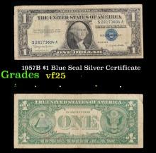 1957B $1 Blue Seal Silver Certificate Grades vf+