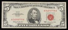 1963 $5 Red Seal United States Note Grades vf++