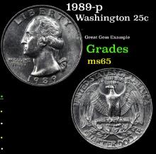 1989-p Washington Quarter 25c Grades GEM Unc