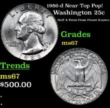 1986-d Washington Quarter Near Top Pop! 25c Graded ms67 BY SEGS