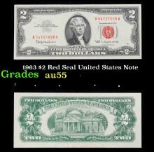 1963 $2 Red Seal United States Note Grades Choice AU