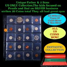 Unique Father & 2 Sons US ONLY Collection,The kids focused on Proofs and Dad on SILVER business stri