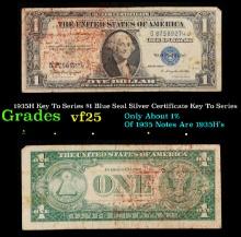 1935H Key To Series $1 Blue Seal Silver Certificate Key To Series Grades vf+