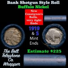 Buffalo Nickel Shotgun Roll in Old Bank Style 'Bell Telephone' Wrapper 1919 & s Mint Ends