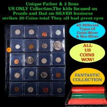 Unique Father & 2 Sons US ONLY Collection,The kids focused on Proofs and Dad on SILVER business stri