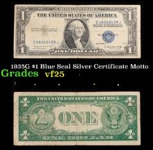 1935G $1 Blue Seal Silver Certificate Grades vf+ Motto