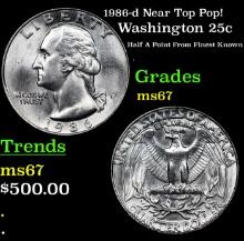 1986-d Washington Quarter Near Top Pop! 25c Graded ms67 BY SEGS