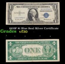 1935F $1 Blue Seal Silver Certificate Grades vf++