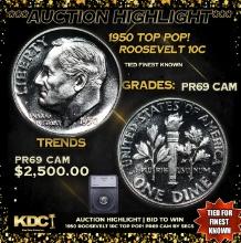 Proof ***Auction Highlight*** 1950 Roosevelt Dime TOP POP! 10c Graded pr69 cam BY SEGS (fc)