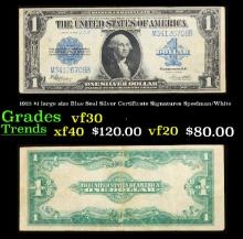 1923 $1 large size Blue Seal Silver Certificate Grades vf++ Signatures Speelman/White