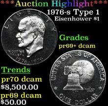 Proof ***Auction Highlight*** 1976-s Type 1 Eisenhower Dollar $1 Graded pr69+ dcam BY SEGS (fc)