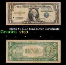 1935E $1 Blue Seal Silver Certificate Grades vf++