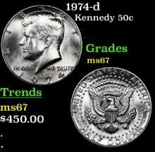 1974-d Kennedy Half Dollar 50c Grades GEM++ Unc