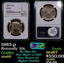 NGC 1983-p Kennedy Half Dollar 50c Graded ms66 By NGC