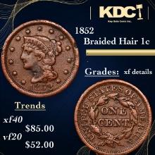 1852 Braided Hair Large Cent 1c Grades xf details