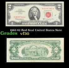 1963 $2 Red Seal United States Note Grades vf++