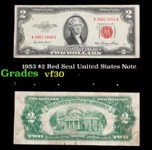 1953 $2 Red Seal United States Note Grades vf++