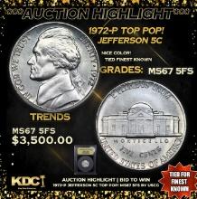 ***Auction Highlight*** 1972-p Jefferson Nickel TOP POP! 5c Graded GEM++ 5fs By USCG (fc)