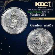 1950 Mexico 25 Centavos Silver Santos Collection KM# 443 Grades GEM+ Unc