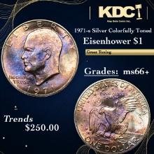 1971-s Silver Eisenhower Dollar Colorfully Toned $1 Grades GEM++ Unc